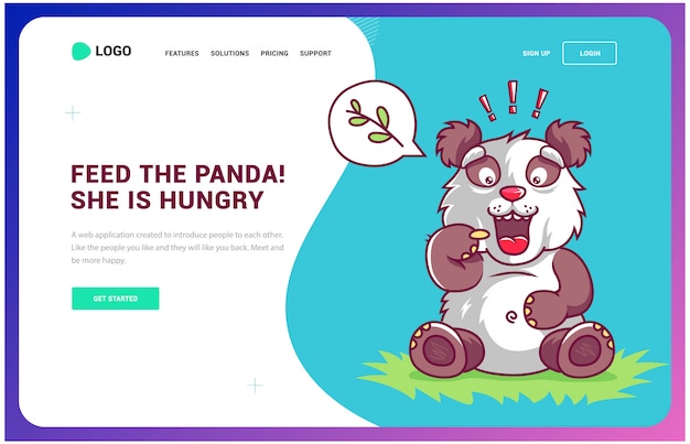 Hungriger panda bittet um essen. webseite