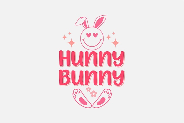 Hunny bunny ostern t-shirt design mit osterhasengesicht