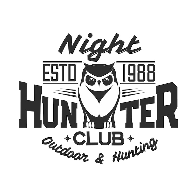 Hunter club t-shirt druck, wilder eulenvogel