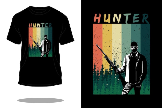 Vektor hunter retro-t-shirt-design