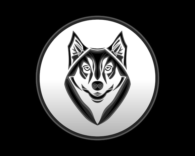 Husky Silhouette Logo Schwarz-Weiß-Vektor