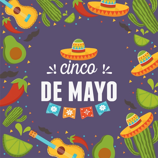 Hut avocado gitarre kaktus cinco de mayo mexikanische feier