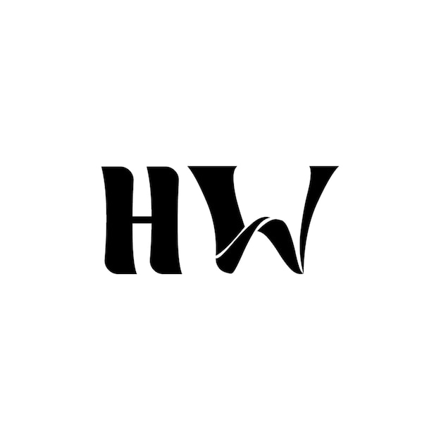 HW Monogramm Logo Design Buchstaben Text Name Symbol Monochrom Logotyp Alphabet Zeichen Einfaches Logo