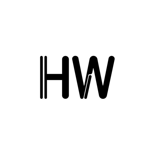 HW Monogramm Logo Design Buchstaben Text Name Symbol Monochrom Logotyp Alphabet Zeichen Einfaches Logo
