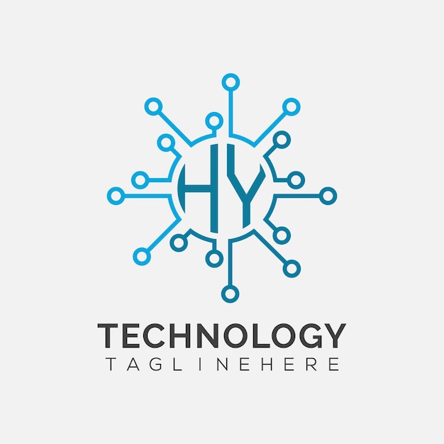 HY-Initialmonogram für das Technologie-Logo mit kreisförmigem Design