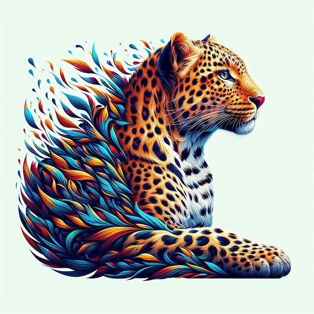 Hyperrealistische vektorkunstillustration farbenfroher afrikanischer leopard porträt isolierter weißer hintergrund