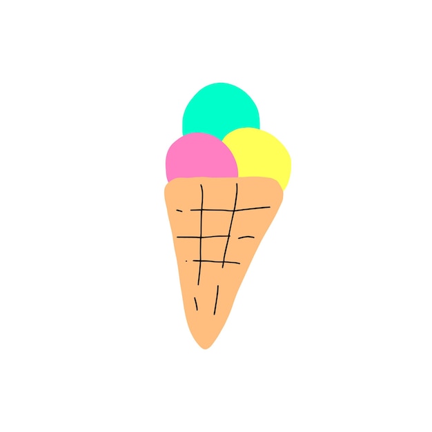 Ice Cream Cone Doodle Vector Illustration Handgezeichnete Kritzeleien