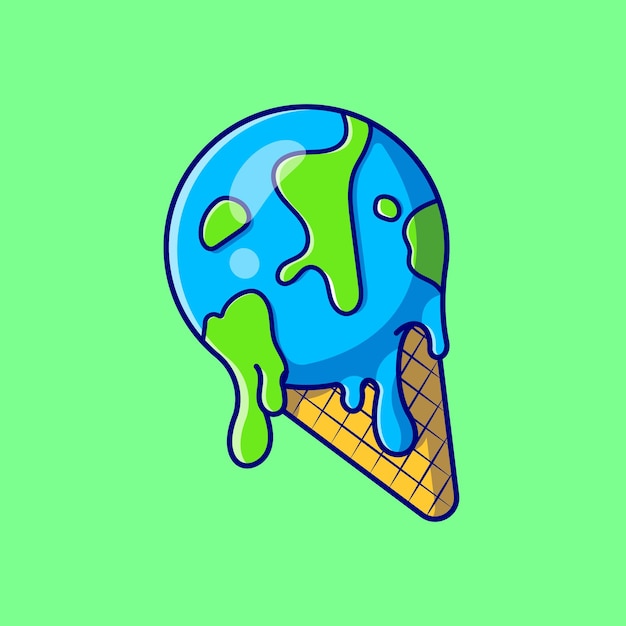 Ice cream earth drip geschmolzener cartoon