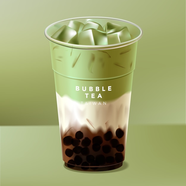 Iced taiwan oder japan bubble tea, milchtee oder matcha green tea