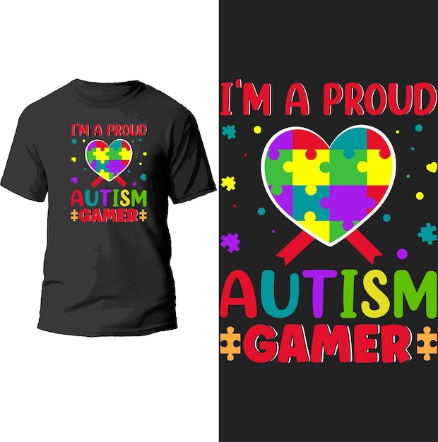 Vektor ich bin ein stolzer autismus-gamer-t-shirt-design.