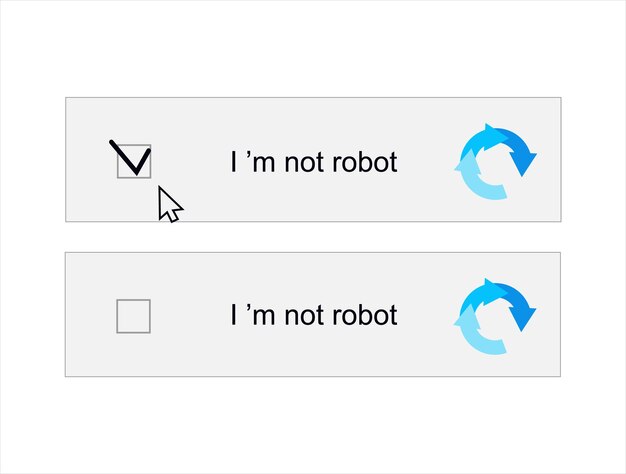 Ich bin kein Roboter-Captcha Website-Sicherheitsformular Vektorillustration Internet-Sicherheitskonzept
