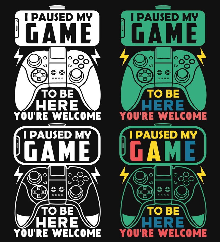 Vektor ich habe mein spiel angehalten, videospiel-controller-t-shirt-design
