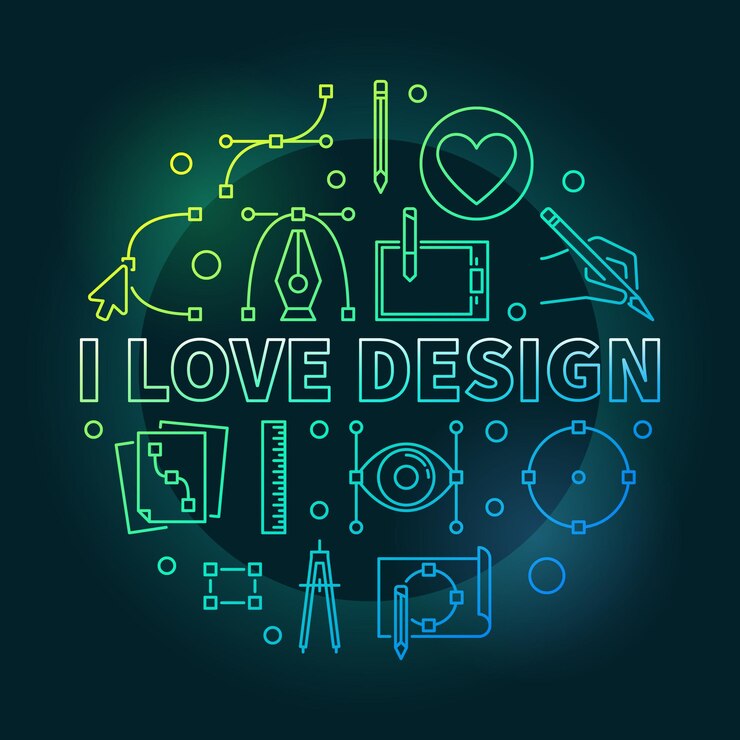 Vektor ich liebe design vektor farbige runde illustration oder banner