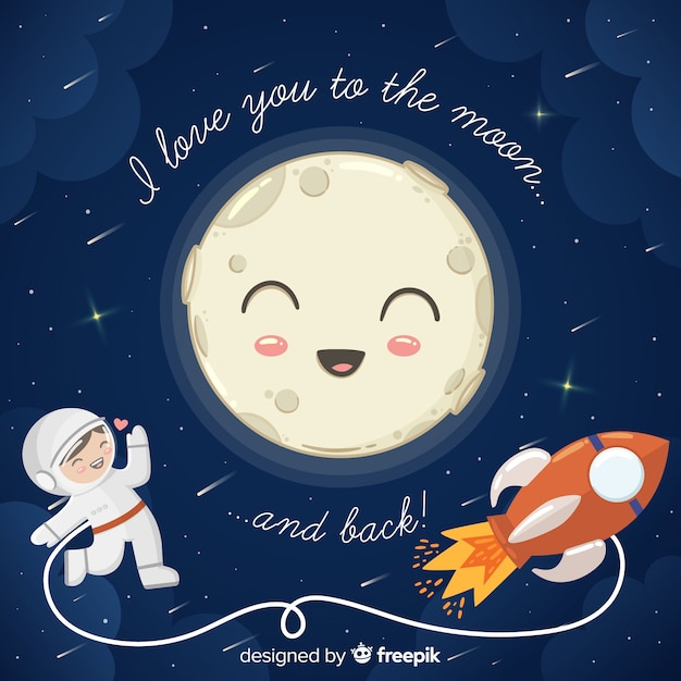 Ich liebe dich bis zum mond und zurück illustration PremiumVektor