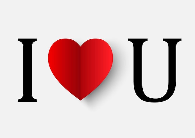 Ich liebe dich Herz Papier Cutstyle Design für Valentinstag Grußkarte Vektor-Illustration