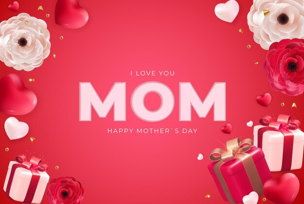 Ich liebe dich mama happy mother's day urlaub hintergrund vector illustration