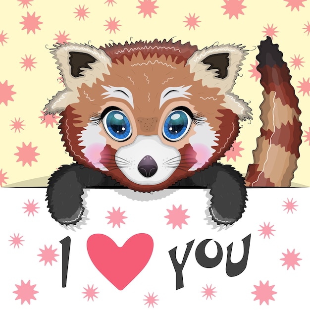 Ich liebe dich Valentinstag Grußkarte mit Tier niedlicher Held mit schönen Augen ausdrucksstark