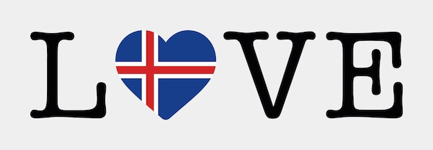 Vektor ich liebe die isländische flagge herz-icon-vektor-illustration