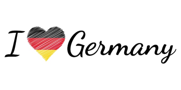 Vektor ich liebe land deutschland herz doodle vektor kalligraphischen text ich liebe deutschland flagge herz patriot de