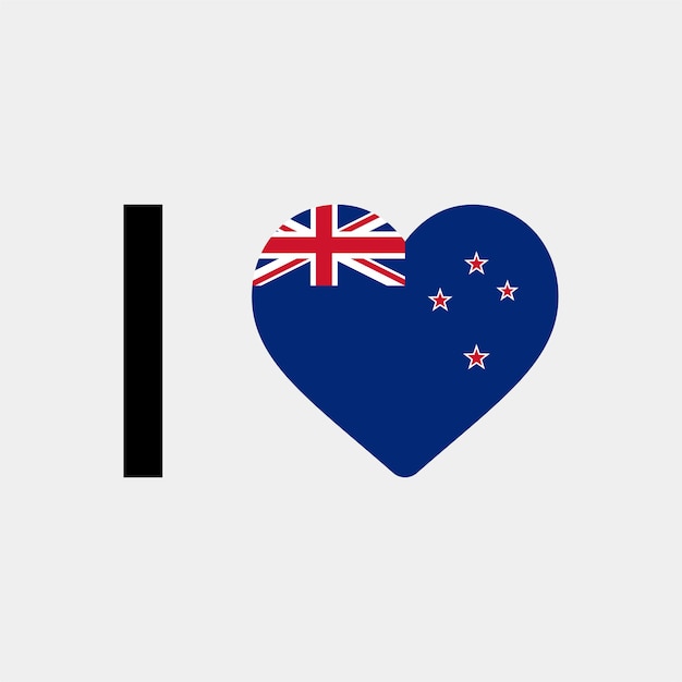 Ich liebe Neuseeland Country Heart Vector Illustration