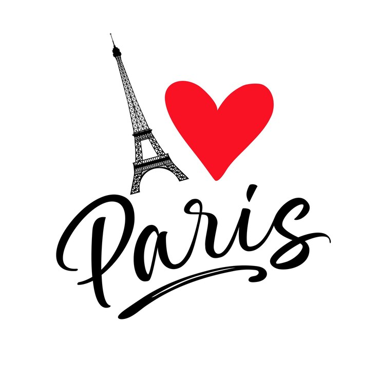 Vektor ich liebe paris handgezeichnete schriftzüge und eiffelturm-paris-tintenschriftzüge für t-shirts oder kleidung