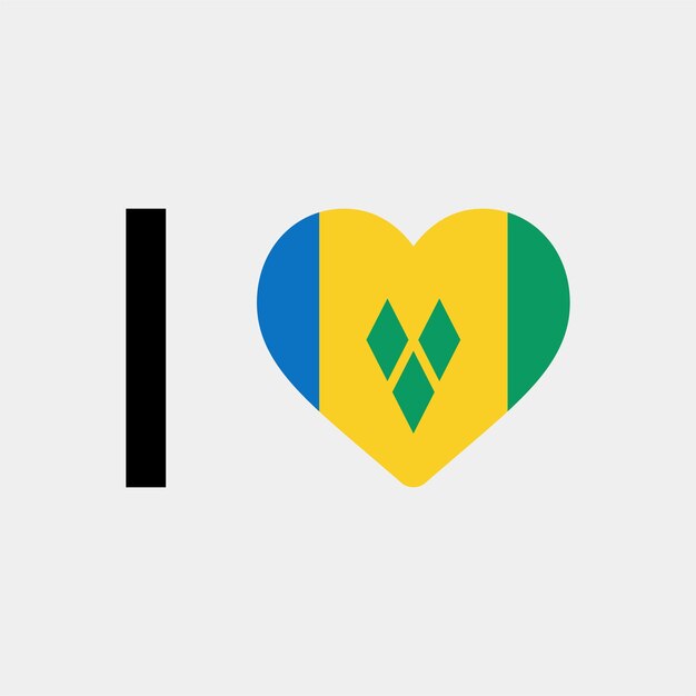 Ich liebe st. vincent und die grenadinen country heart vector illustration