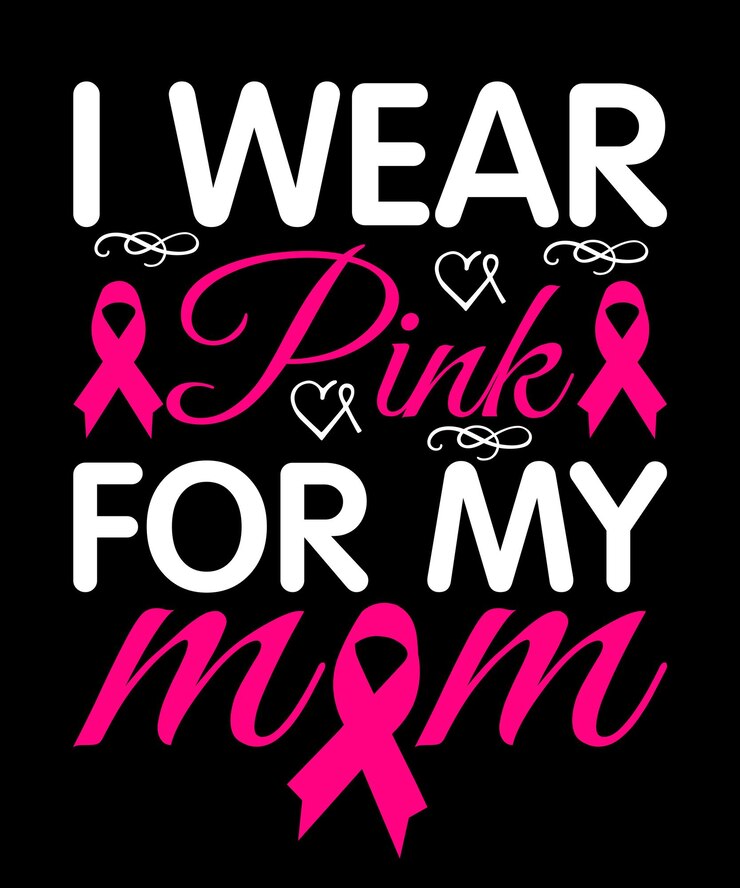 Vektor ich trage pink für meine mutter, design für drucke wie t-shirts, tassen, rahmen und andere, brustkrebstag.
