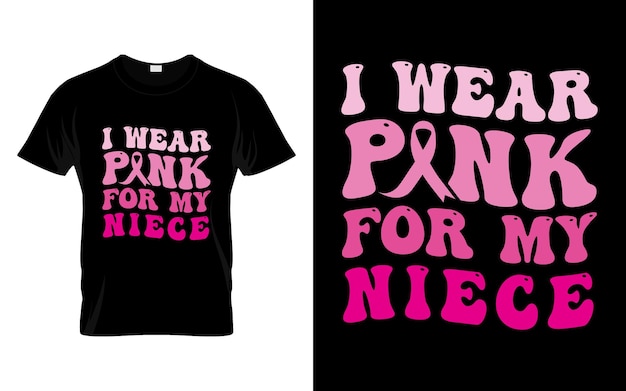 Ich trage Rosa für meine Nichte Pink Ribbon Groovy Breast Cancer Awareness Month T-Shirt-Design