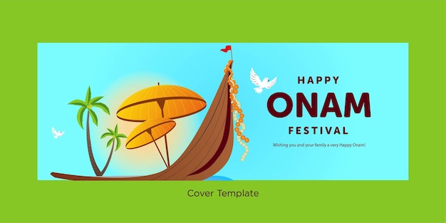 Vektor ich wünsche ihnen viel spaß beim design der titelseite des onam-festivals