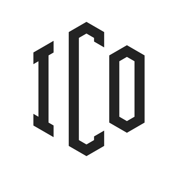 ICO-Logo-Design Anfangsbuchstaben ICO-Monogramm-Logo mit sechseckiger Form