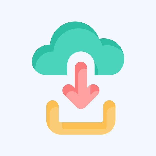 Icon Cloud Download im Zusammenhang mit Button Download Symbol Farbmates Stil einfache Design-Illustration