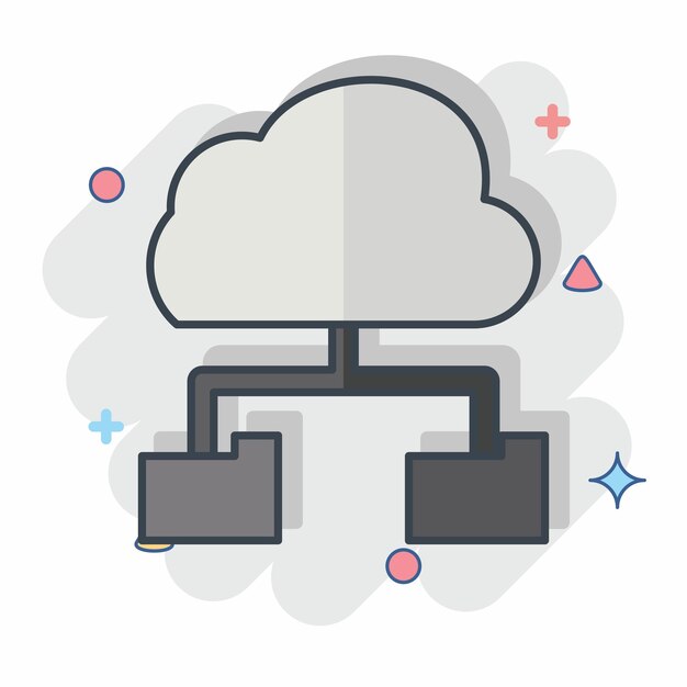 Icon Cloud Storage im Zusammenhang mit Netzwerk-Symbol Kreide Stil einfache Illustration