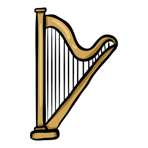 Vektor icon für das musikinstrument harp doodle