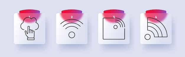 Icon für drahtloses Set Cloud-Klick für drahtlose Signal-Netzwerk-Konnektivität Internet-Kommunikation Datenübertragung Online-Zugang intelligente Technologie