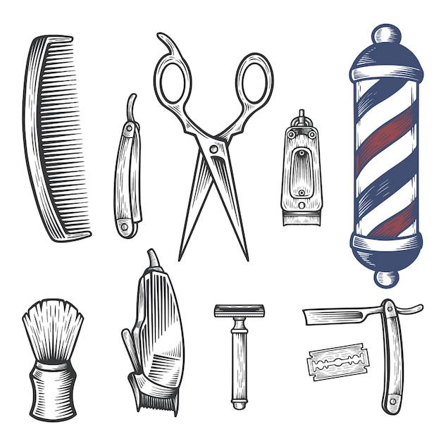 Icon-Illustration des Friseursatzes