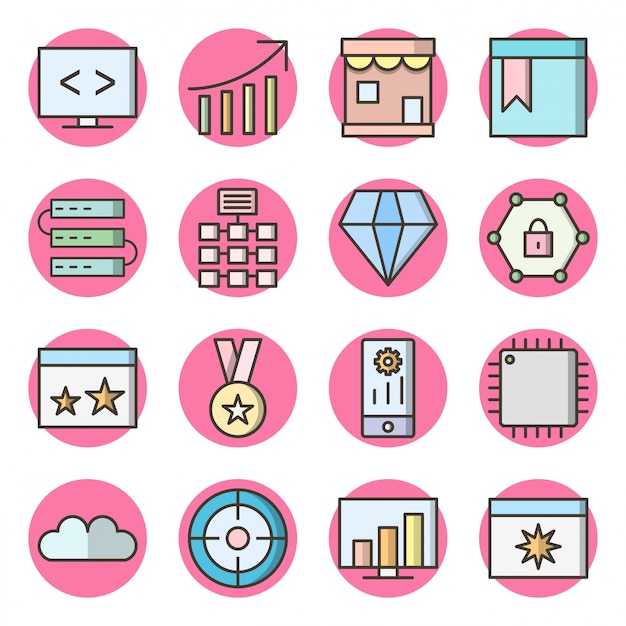 Icon-Set der Suchmaschinenoptimierung