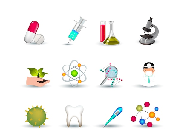 Vektor icon-set für biotechnologie und medizin