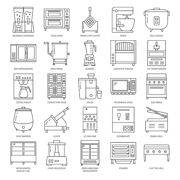 Icon-set für professionelle küchengeräte