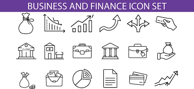 Icon Set Line Art Vector für Geschäftsfinanzierungen