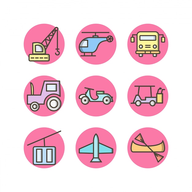 Icon set of transport für den persönlichen und kommerziellen gebrauch