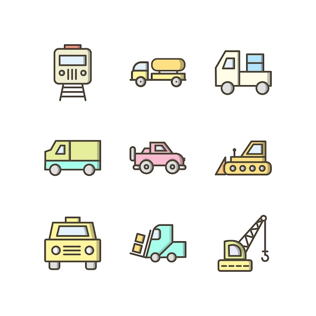Icon set of transport für den persönlichen und kommerziellen gebrauch