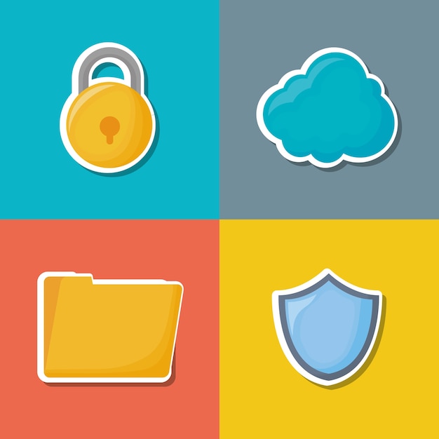 Icon-Set von Cyber-Sicherheitskonzept