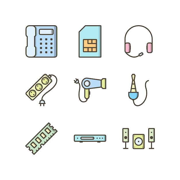 Icon set von elektronischen geräten für den persönlichen und kommerziellen gebrauch