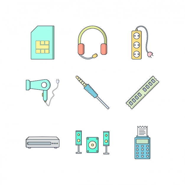 Icon set von elektronischen geräten