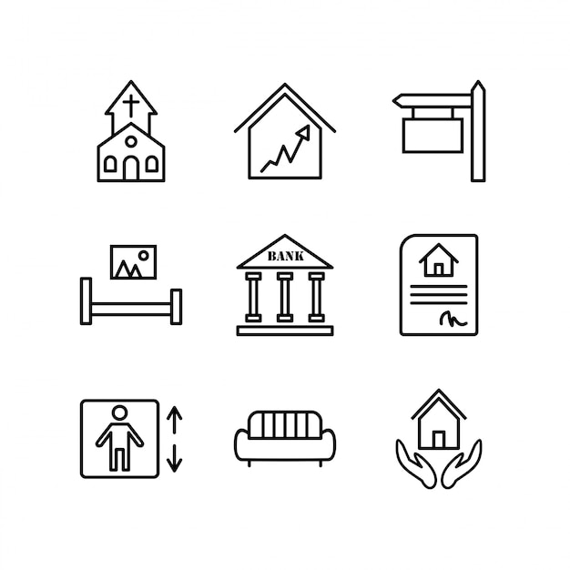 Icon set von immobilien für den persönlichen und kommerziellen gebrauch