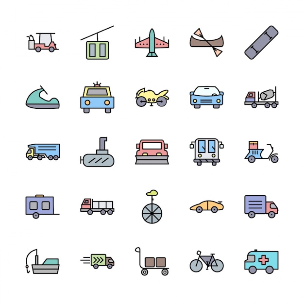 Icon set von transport