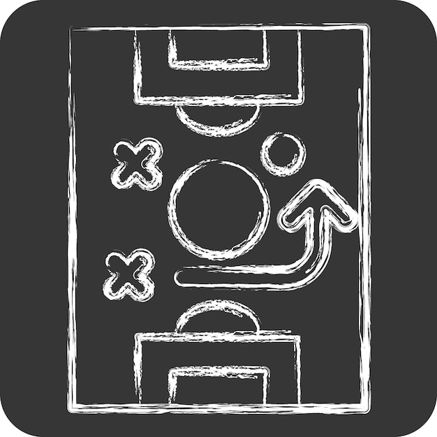 Icon-Taktiken im Zusammenhang mit Fußballsymbol Kreide Stil einfache Design-Illustration