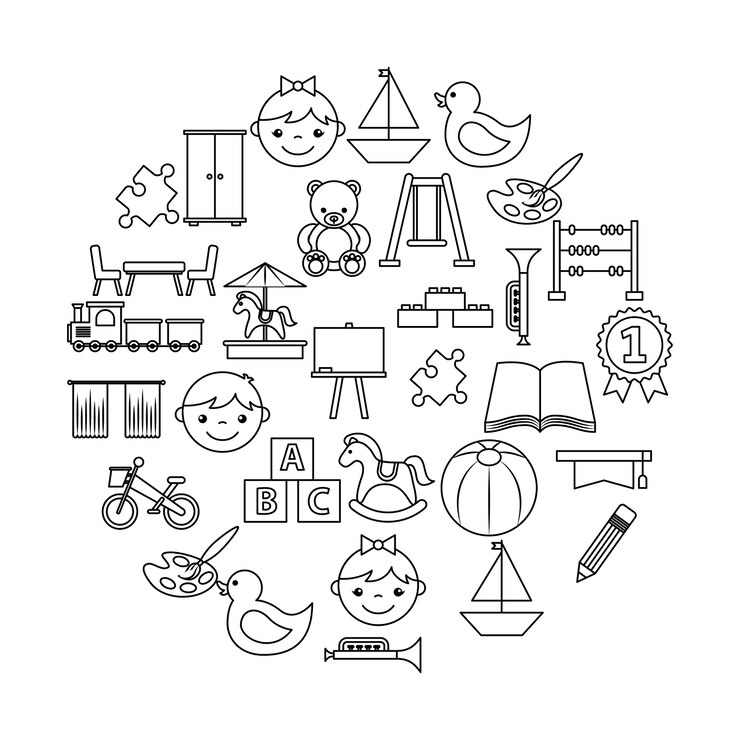 Vektor icons set kindergarten