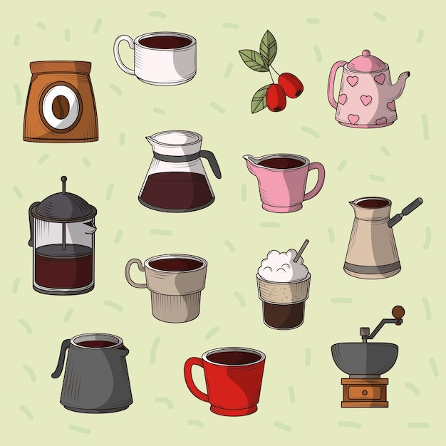 Vektor icons stellen kaffee ein