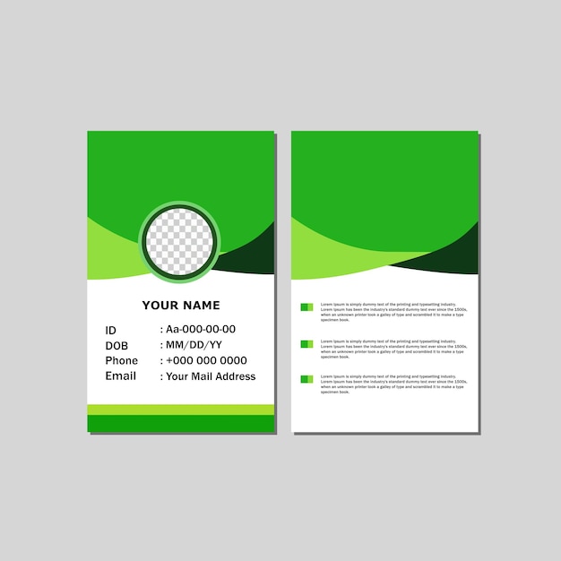 Id-kartenvorlagendesign mit grüner farbe